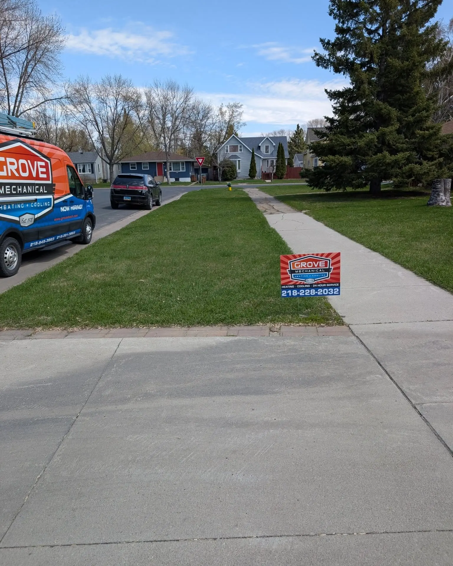 Grove Mechanical van at a customer's home
