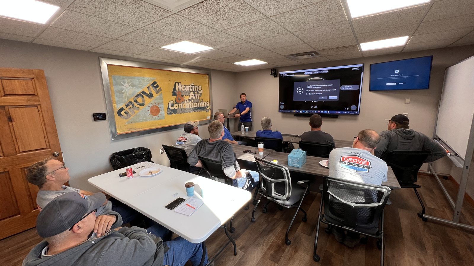 Grove Mechanical technicians in a training session at the Crookston shop