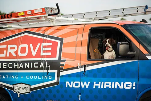 Grove Mechanical service van in Fisher, Minnesota